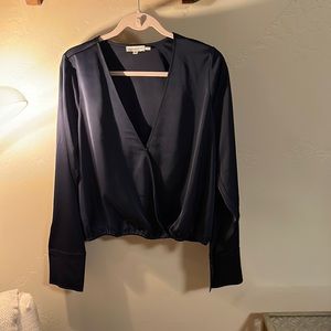 Good American blue crossover blouse